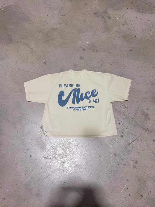 Distressed Boxy Cropped Tee (White)