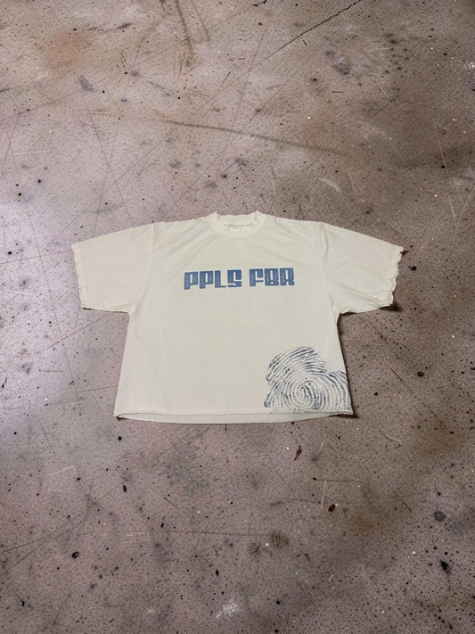 Distressed Boxy Cropped Tee (White)
